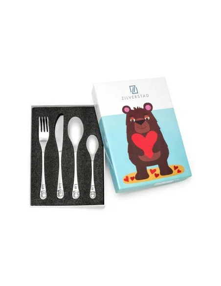 Couverts pour enfant gravés Ours, 4 éléments